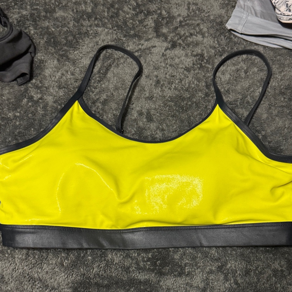 Dynamic Yellow and Black Sports Bra